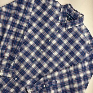 Polo Ralph Lauren Blake Mens Large Blue Red Plaid Cotton Button Down Shirt L